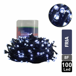 LUZ NAVIDEÑA FRIA X 100 LED 8 FUNCIONES CABLE VERDE