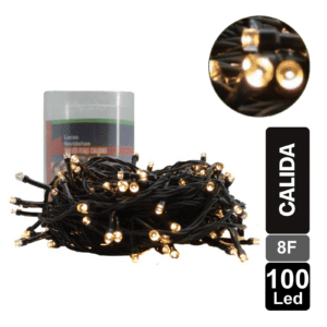 LUZ NAVIDEÑA CALIDA X 100 LED 8 FUNCIONES CABLE VERDE