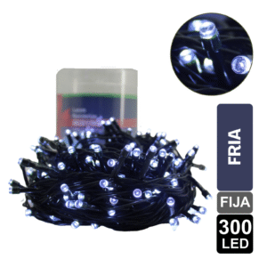 LUZ NAVIDEÑA FRIA X 300 LED FIJA CABLE VERDE