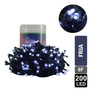 LUZ NAVIDEÑA FRIA X 200 LED 8 FUNCIONES CABLE VERDE