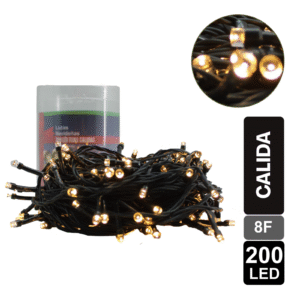 LUZ NAVIDEÑA CALIDA X 200 LED 8 FUNCIONES CABLE VERDE