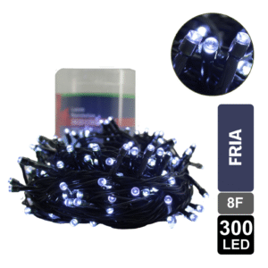 LUZ NAVIDEÑA FRIA X 300 LED 8 FUNCIONES CABLE VERDE