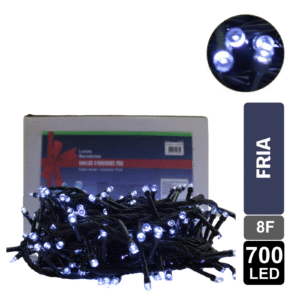 LUZ NAVIDEÑA FRIA X 700 LED 8 FUNCIONES CABLE VERDE