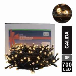 LUZ NAVIDEÑA CALIDA X 700 LED 8 FUNCIONES CABLE VERDE