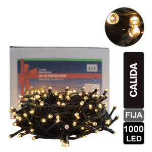 LUZ NAVIDEÑAS CALIDA X 1000 LED FIJA CABLE VERDE