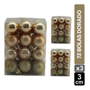 CAJAS BOLAS NAVIDEÑAS X72 DORADO BRILLANTE/ESCARCHADO 3 CM