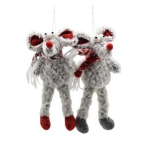 RATON FELPA 2 DISEÑOS PARA COLGAR ROJO/GRIS 16CM (SURTIDO Y PRECIO POR UNIDAD)