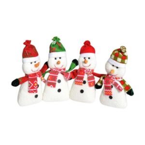 HOMBRE DE NIEVE X 4 DISEÑOS GORRO/BUFANDA ROJO/VERDE 22CM (SURTIDO Y PRECIO POR UNIDAD)