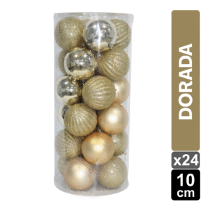 SET X 24 BOLAS NAVIDEÑAS DORADA 10 CM