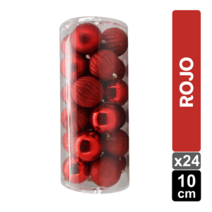 SET X 24 BOLAS NAVIDEÑAS ROJO 10 CM