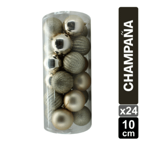 SET X 24 BOLAS NAVIDEÑAS CHAMPAÑA 10 CM