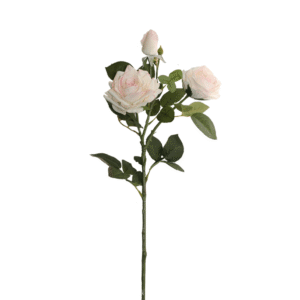 ROSA X 4 DE 74 CM BLANCA CON PUNTOS ROJOS