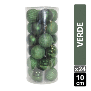 SET X 24 BOLAS NAVIDEÑAS DE 10 CM VERDE ESMERALDA
