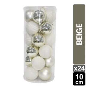 SET X 24 BOLAS NAVIDEÑAS BEIGE 10 CM