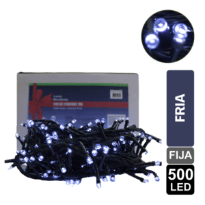 LUZ NAVIDEÑA FRIA X 500 LED FIJA CABLE VERDE