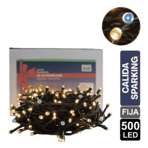 LUZ NAVIDEÑA CALIDA SPARKLING X 500 LED FIJA CABLE VERDE
