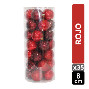 SET X 35 BOLAS NAVIDEÑAS ROJO 8 CM