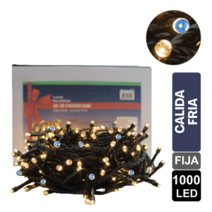LUZ NAVIDEÑA CALIDA - FRIA X 1000 LED FIJA CABLE VERDE