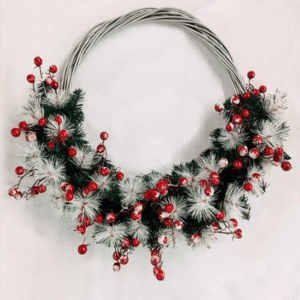 CORONA 50CM MONOFILAMENTO BLANCO Y BERRIES